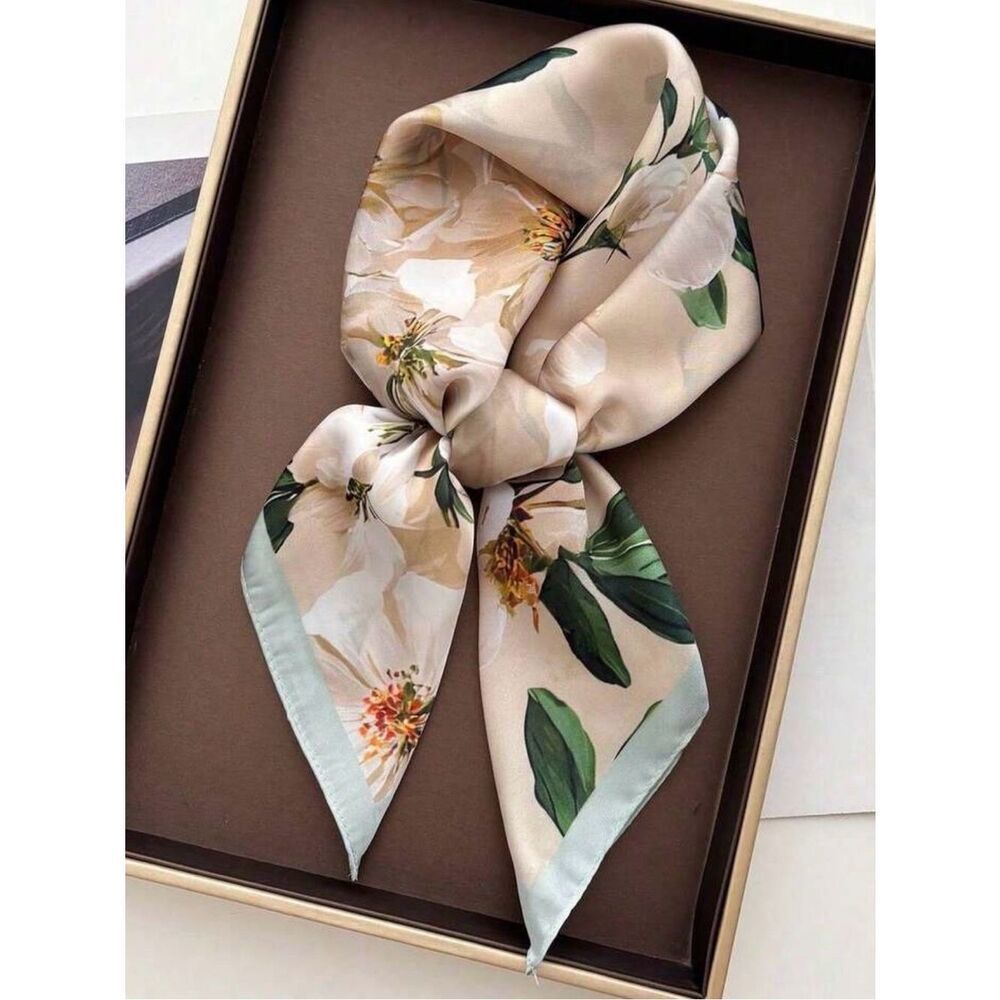 White floral scarf A1990